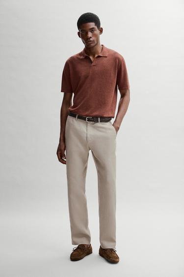 Zara Tapered fit linen pants - Beige