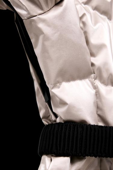 Zara 80% DOWN 20% FEATHER WATER RESISTANT WINDPROOF RECCO® TECHNOLOGY SKI COLLECTION QUILTED ANORAK - Soft gold