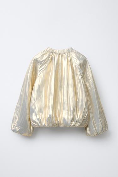 METALLIC-EFFECT BOMBER JACKET - Golden by Zara - Image 1