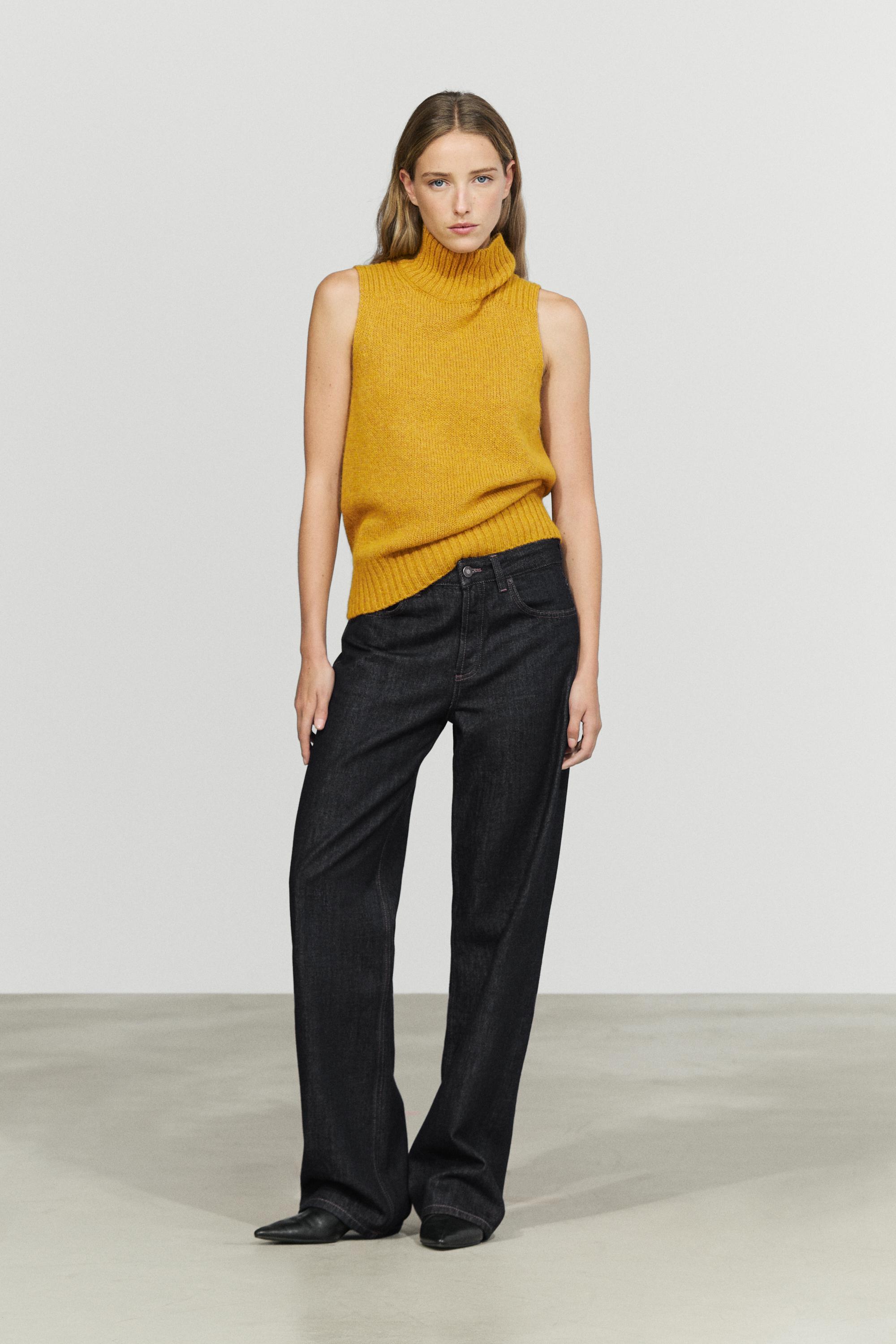 Wool-blend knit turtleneck vest