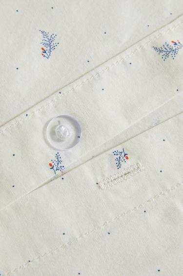 HOUSSE DE COUETTE EN COTON POUR ENFANTS À MOTIF FEUILLES ET POINTS - Blanc / Bleu marine de Zara - Image 3