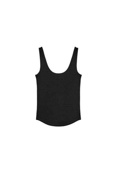 CAMISETA TIRANTES ALGODÓN - Negro de Zara