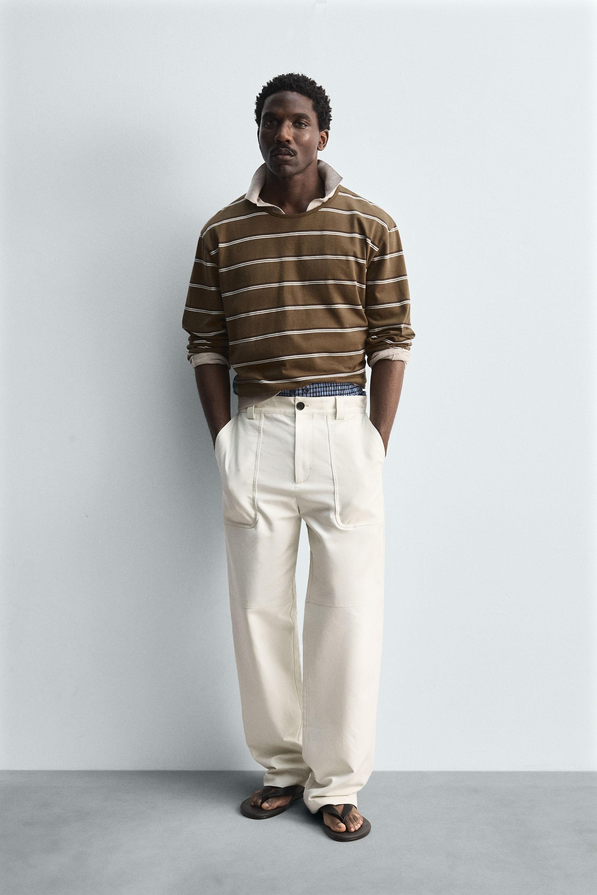 安心★関税込み★ZARA★STRIPED JACQUARD KNIT T-SHIRT STRIPED JACQUARD T-SHIRT - Ecru/Yellow | ZARA United States