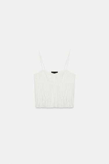 EMBROIDERED STRAPPY TOP - White by Zara - Image 4
