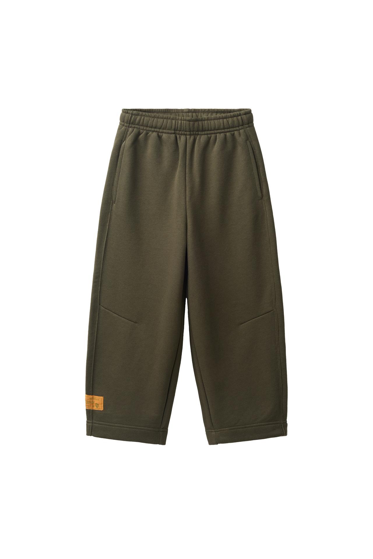 VARSITY LABEL BARREL PLUSH TROUSERS