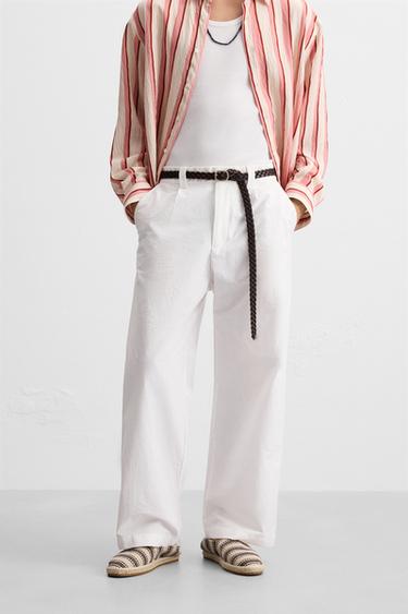 PANTALON RELAXED FIT PLIS - Blanc de Zara - Image 1