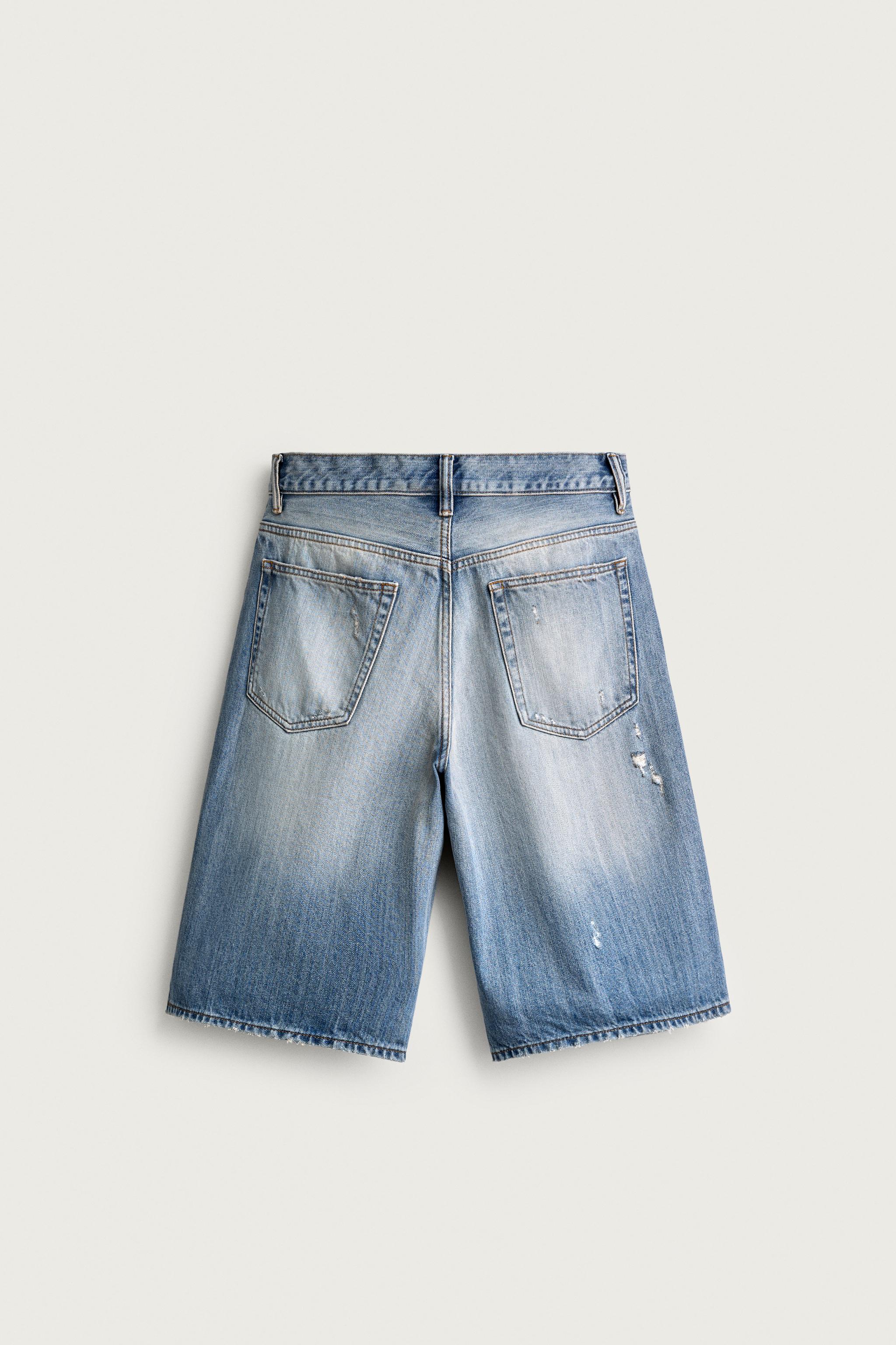 RIPPED BAGGY FIT DENIM SHORTS