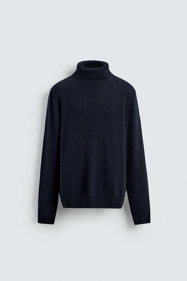 سترة بياقة عالية ومزيج صوف - بحري الخاص بـ Zara
