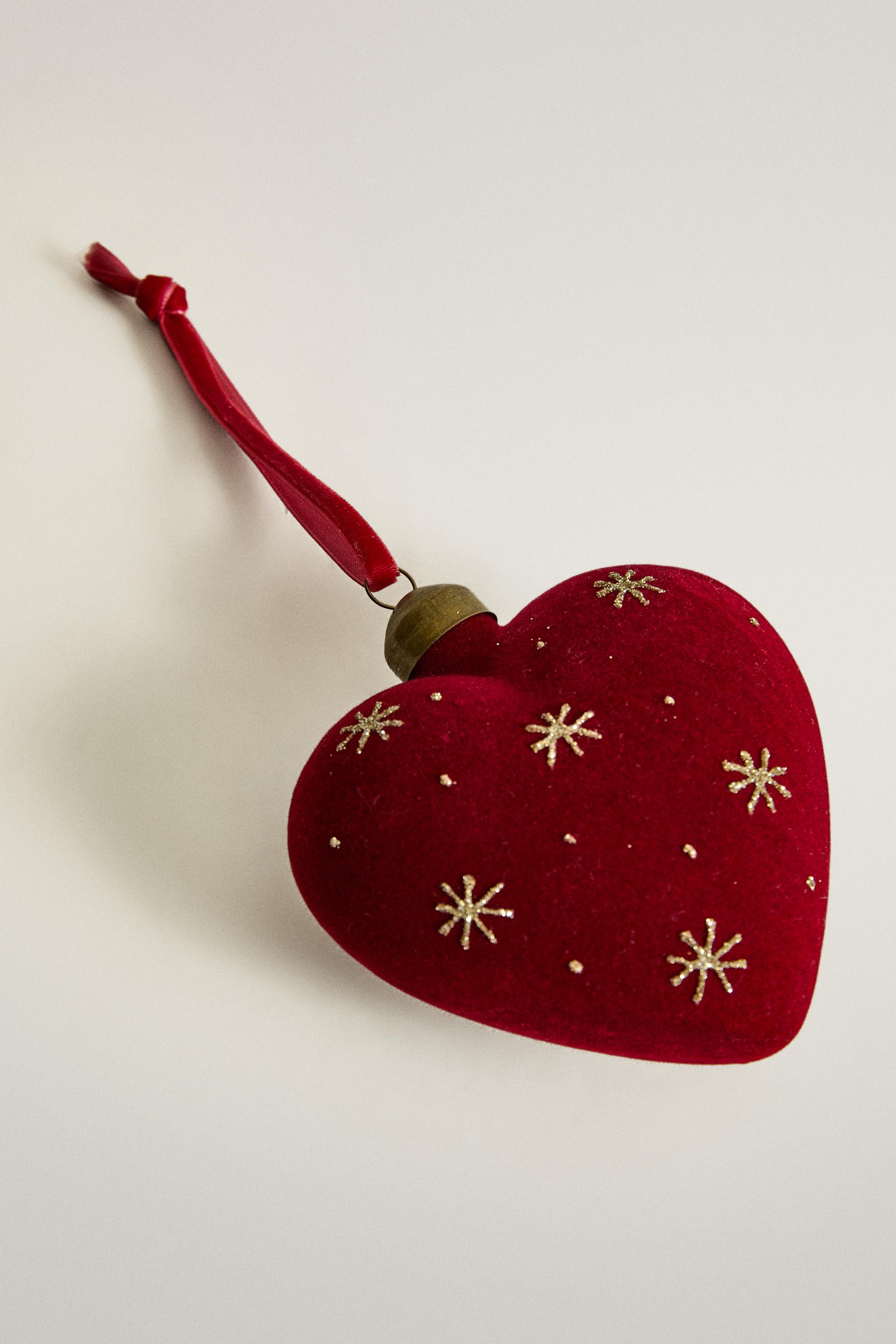 ORNEMENT SAPIN CŒUR VELOURS NOËL