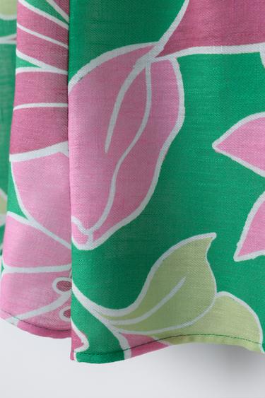 COMBINAISON COURTE HALTER À FLEURS - Vert de Zara - Image 2