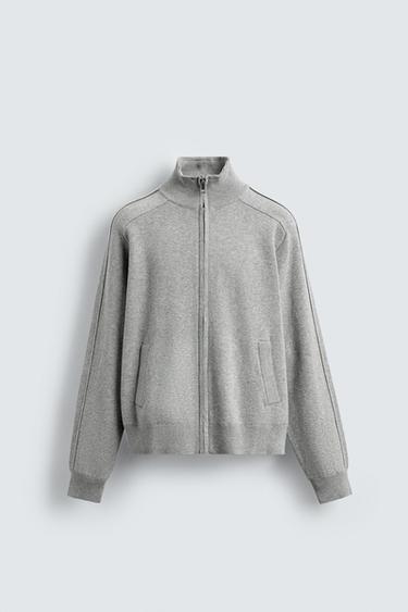 CARDIGAN EN MAILLE ZIPPÉ - Gris chiné de Zara