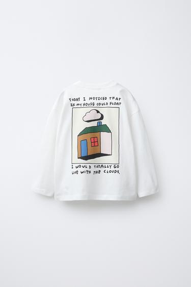 T-SHIRT À PIÈCE MAISONNETTE - Blanc cassé de Zara - Image 1