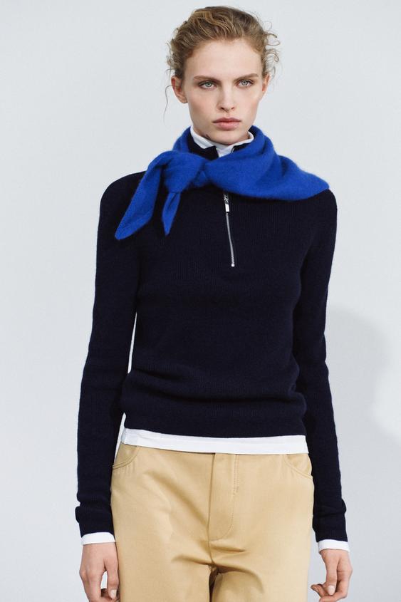 Женские аксессуары Zara Solid-Color 100% Cashmere Bandana, цвет: Синий
