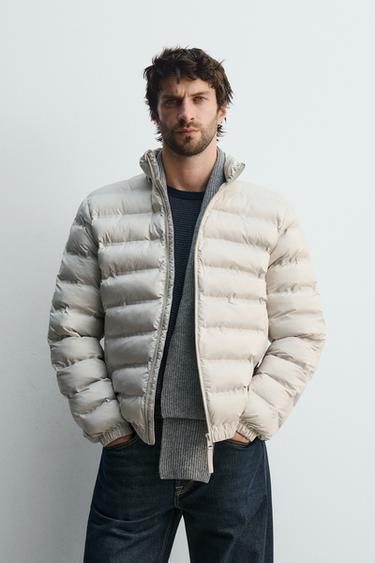 Zara LIGHTWEIGHT WATER REPELLENT PUFFER JACKET - Stone