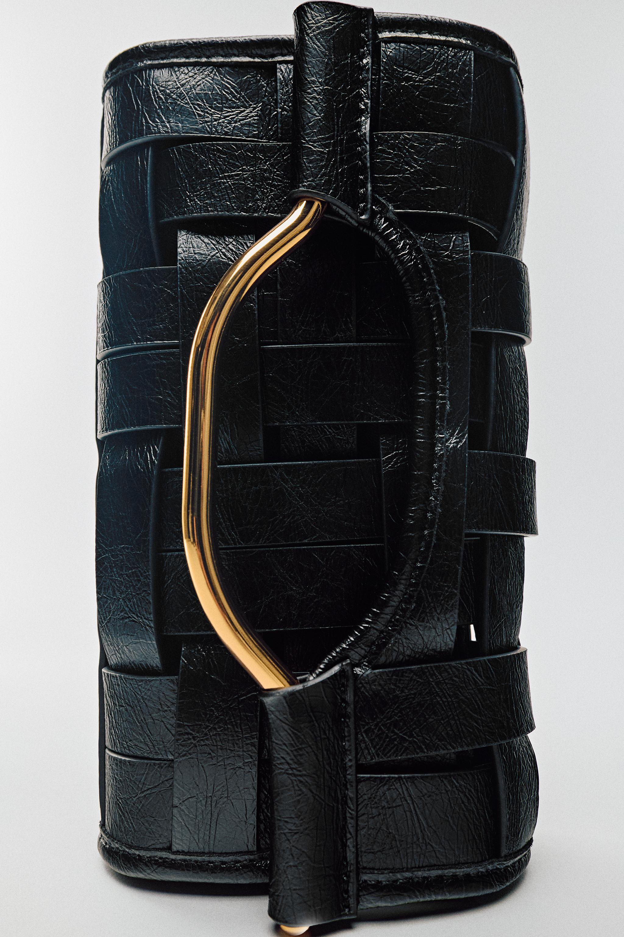 WOVEN-EFFECT BAG — Black
