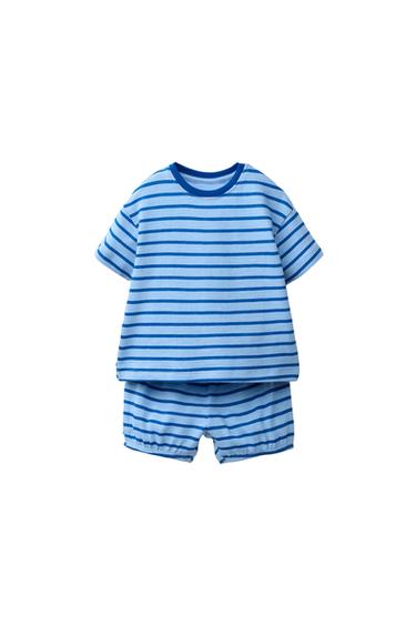 STRIPED T-SHIRT AND BLOOMERS SET - Light blue by Zara