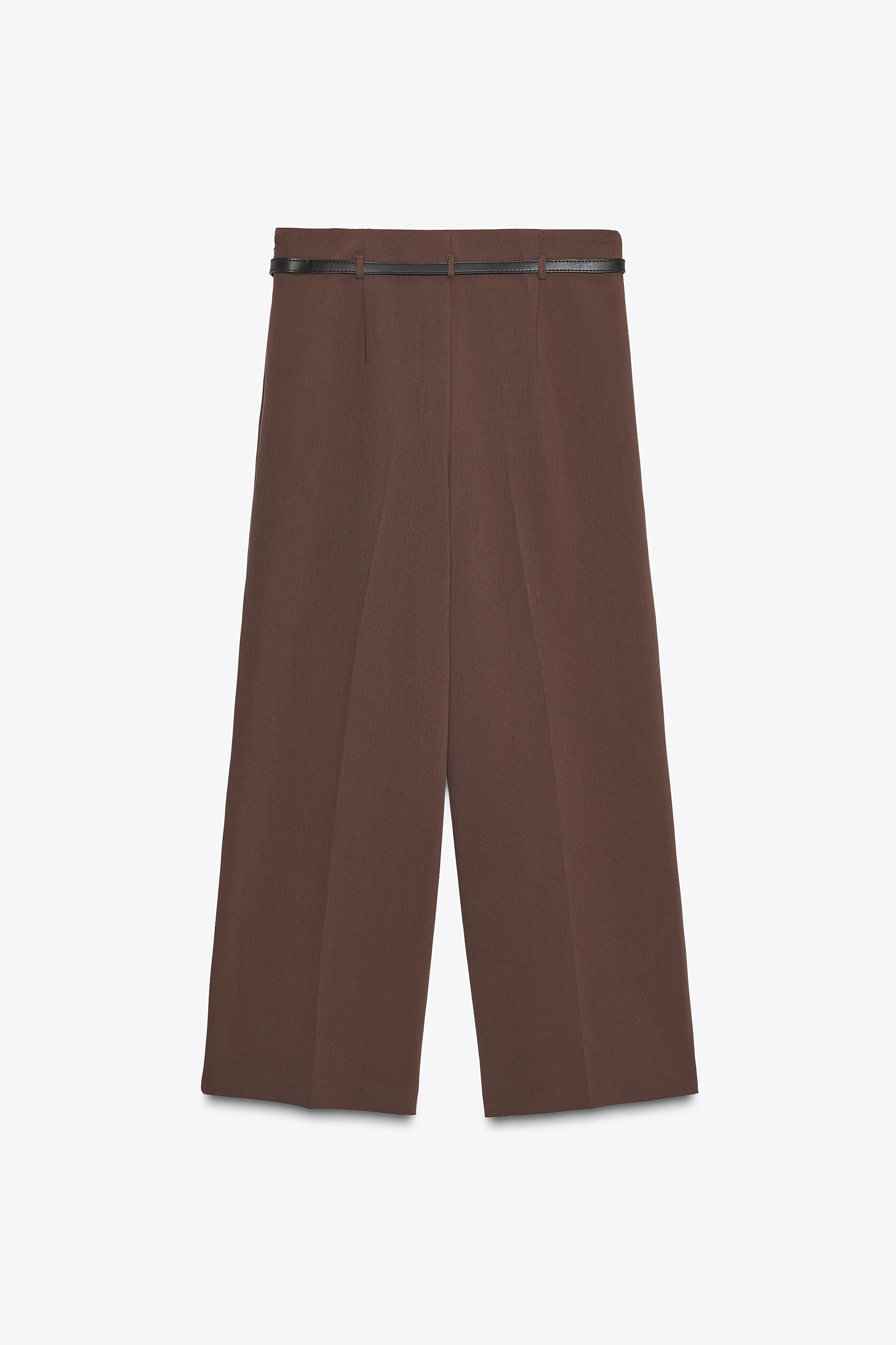 CALÇA CULOTTES COM CINTO ZW COLLECTION - Branco-marfim | ZARA Brasil