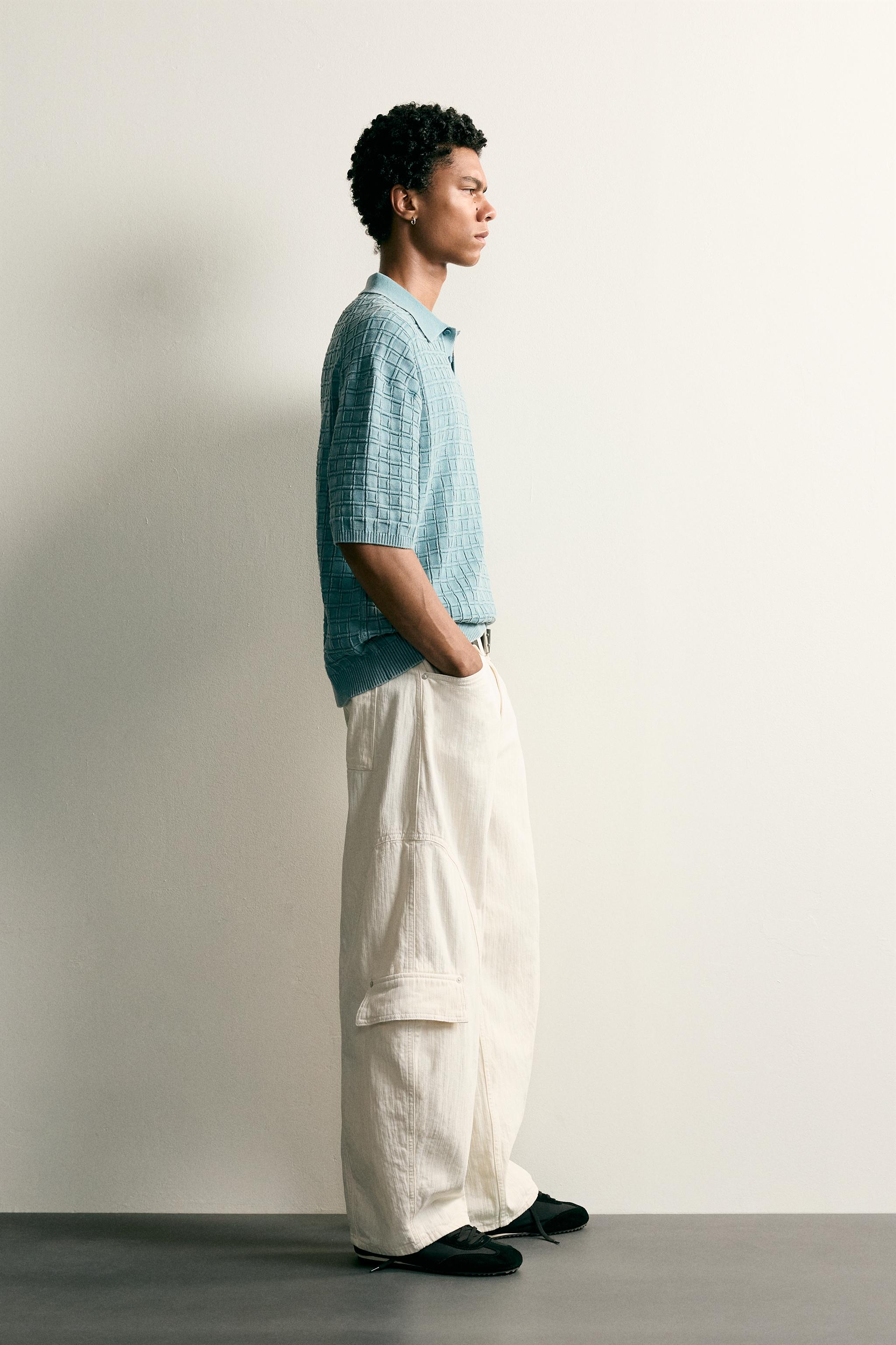 WASHED CHECK KNIT POLO SHIRT