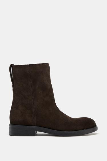STIVALETTI BASSI IN PELLE SCAMOSCIATA - Marrone di Zara