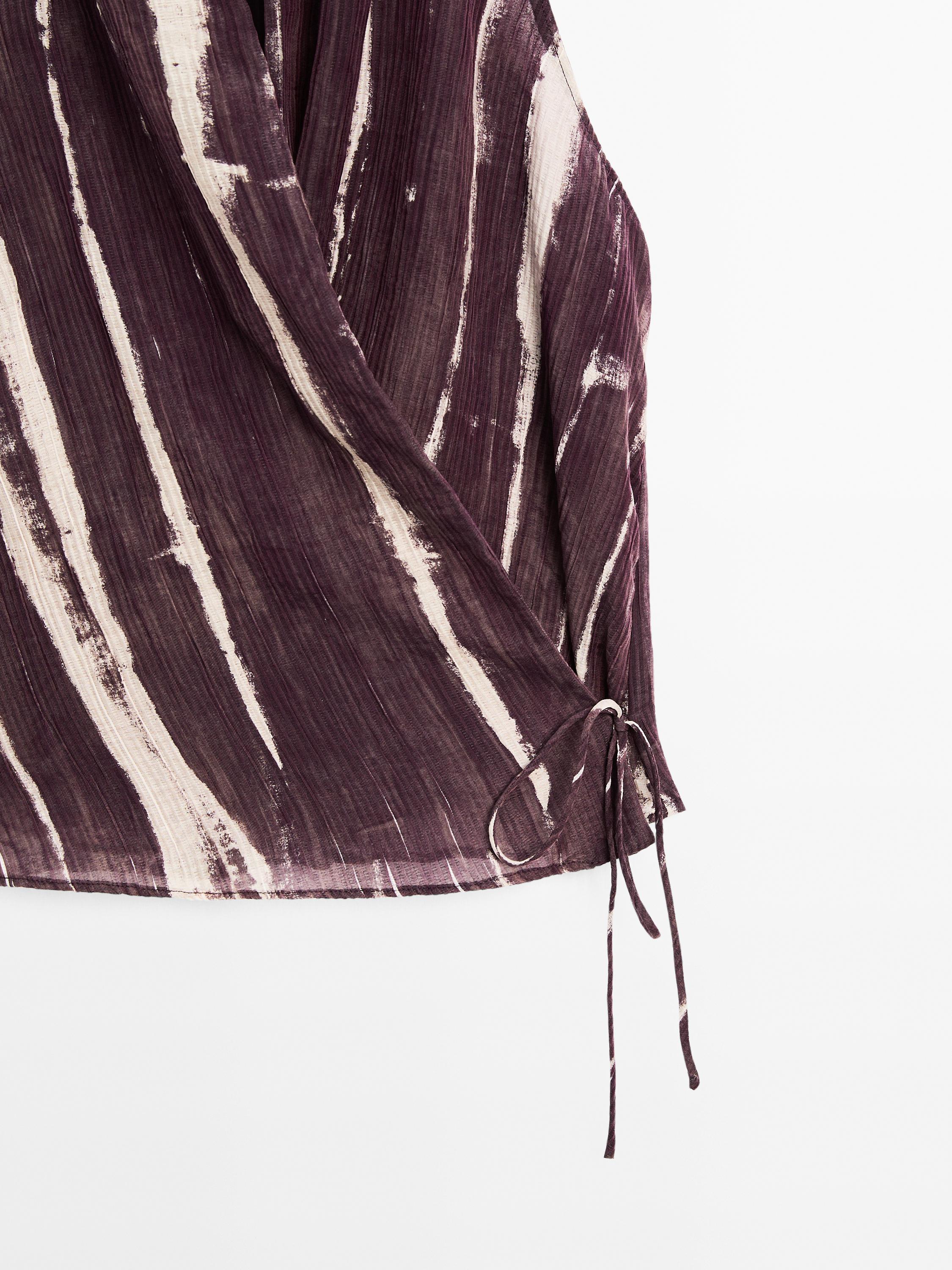 Stripe print crossover halter top
