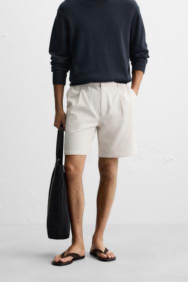 TEXTURED REGULAR FIT BERMUDA SHORTS - Grey by Zara