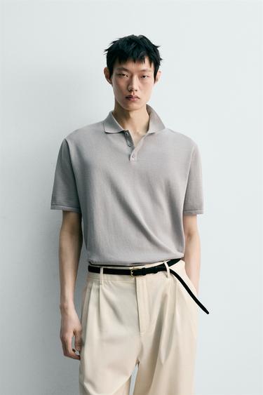 WASHED KNIT POLO SHIRT - Grey by Zara