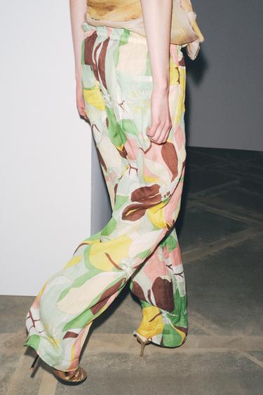 FLORAL PRINT RAMIE TROUSERS ZW COLLECTION - Green by Zara