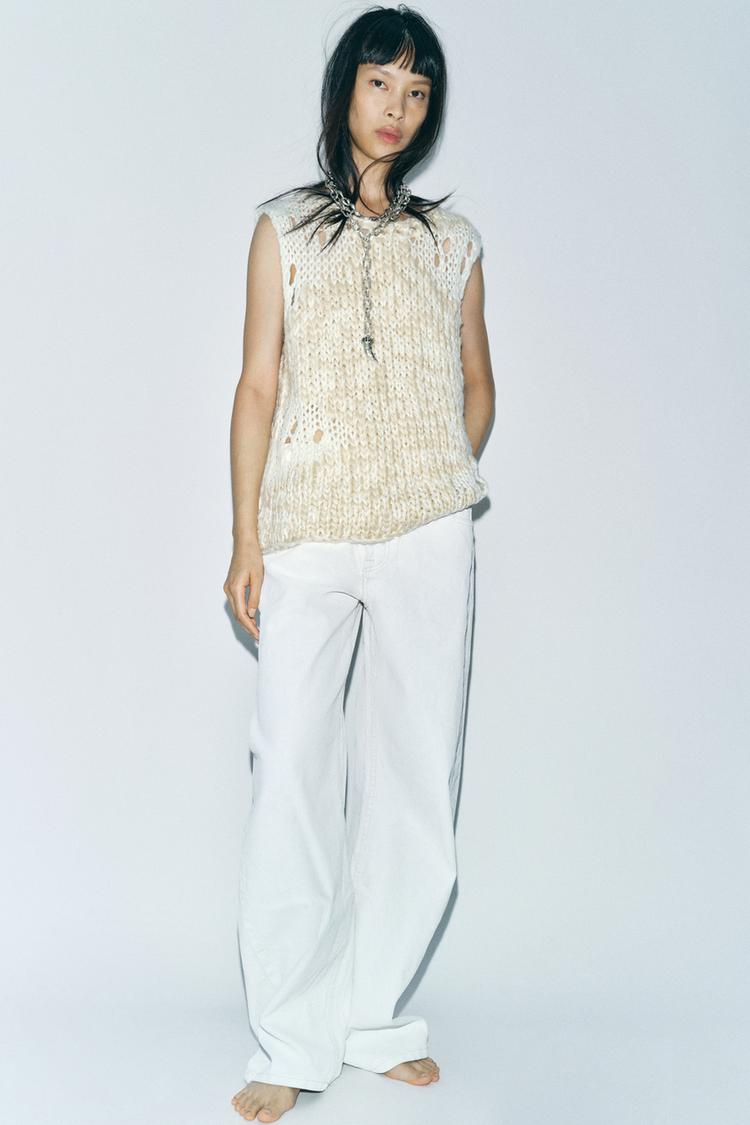 Sleeveless Sweater Zara Oversized Knitwear Vest OVERSIZED