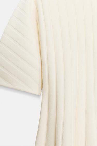 SHORT RIB KNIT PUFF SLEEVE DRESS - Ecru by Zara - Image 7