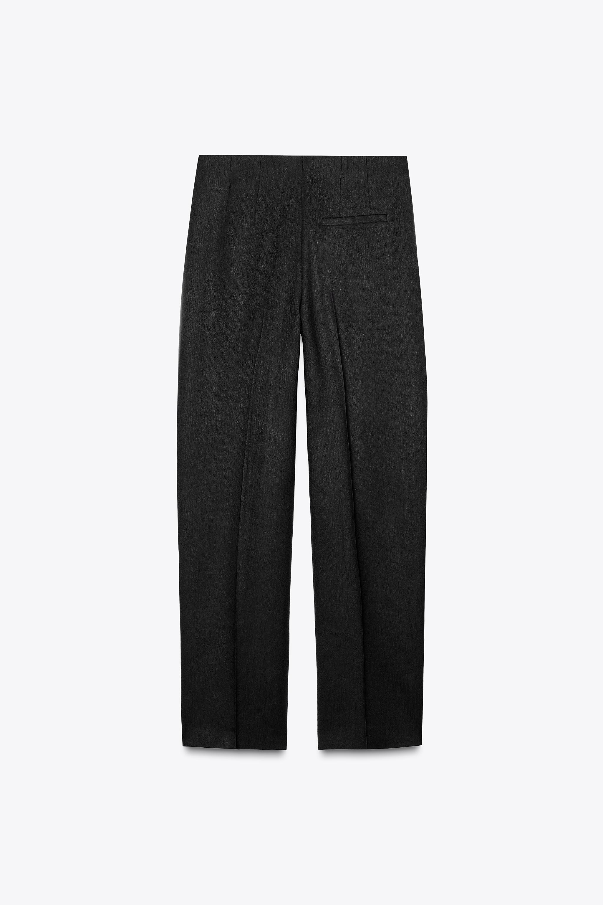 ZW COLLECTION LINEN PANTS - Black | ZARA United States