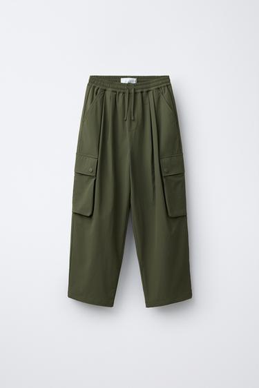 NYLON CARGO TROUSERS - Khaki by Zara