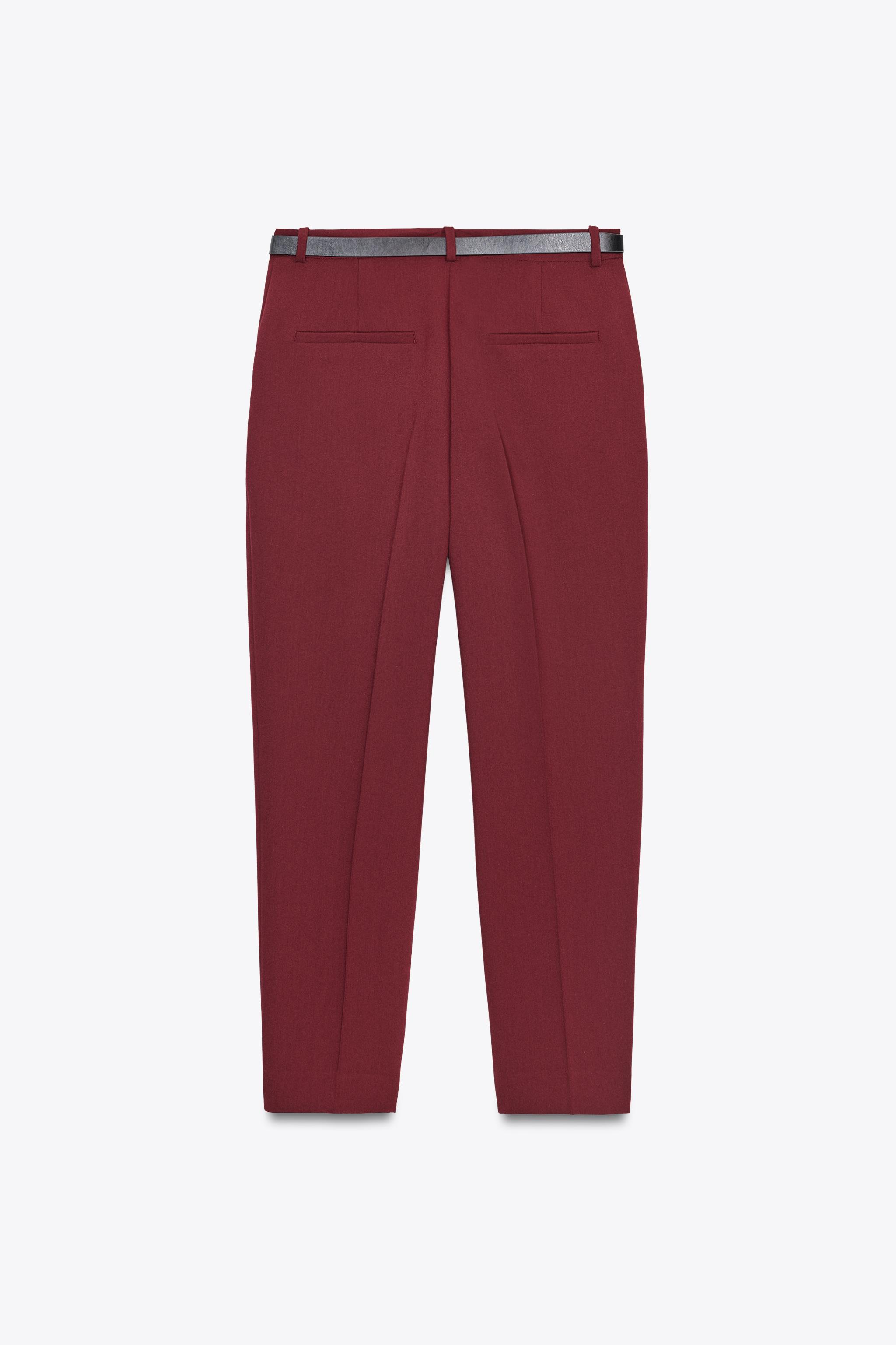 HIGH-WAIST STRAIGHT-LEG TROUSERS - Burgundy | ZARA Spain