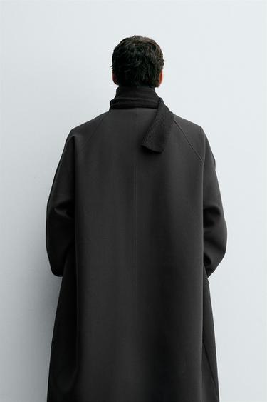 OVERSIZE WOOL BLEND TRENCH COAT - Black by Zara - Image 2