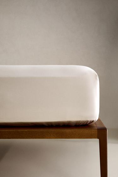 SATEEN FITTED SHEET | 40 CM HIGH (300 THREAD COUNT) - Beige by Zara
