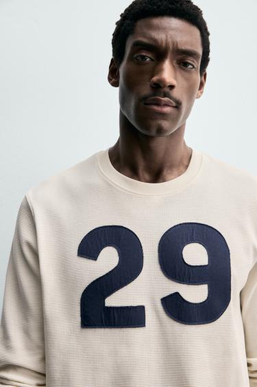 CAMISETA ESTRUCTURA WAFFLE NÚMERO - Crudo de Zara