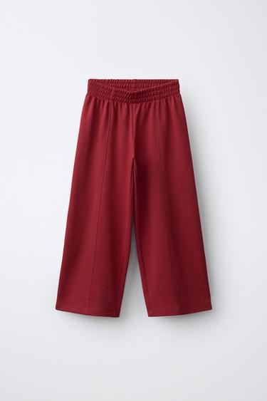 Zara INTERLOCK PANTALONE ŠIROKIH NOGAVICA – Crvena