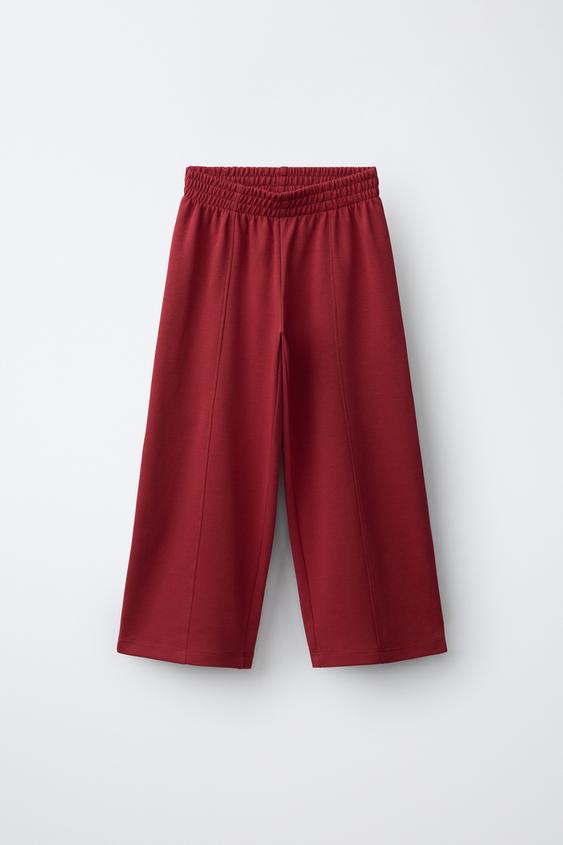 INTERLOCK WIDE-LEG TROUSERS - Red by Zara - Image 0