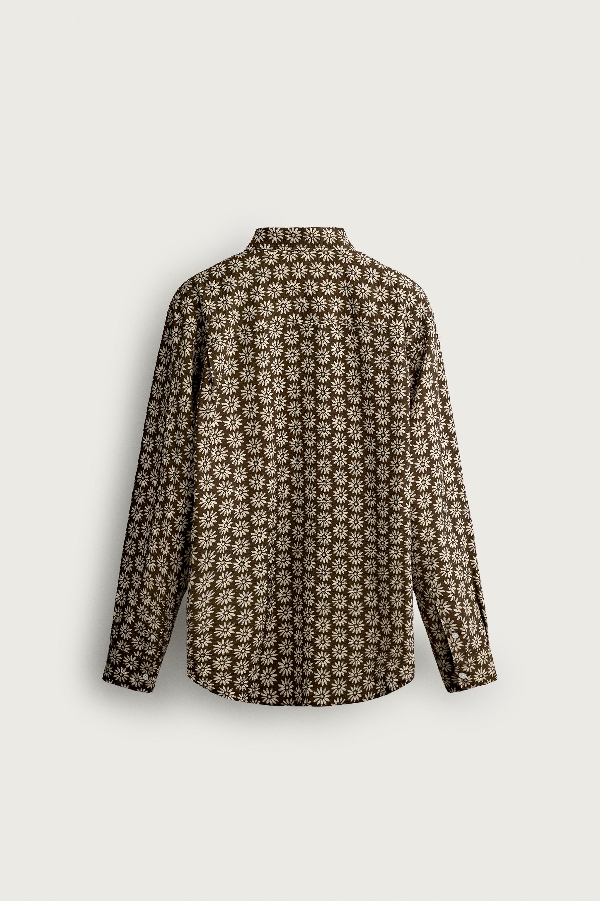 Мужские рубашки Zara DAISY PRINT FLOWY SHIRT — фото 8