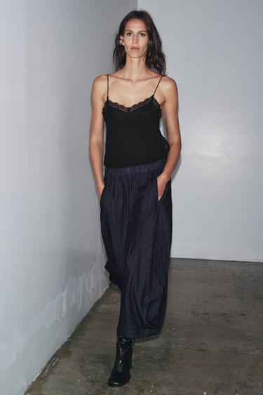 ZW COLLECTION VOLUME DENIM TROUSERS - Blue by Zara - Image 0