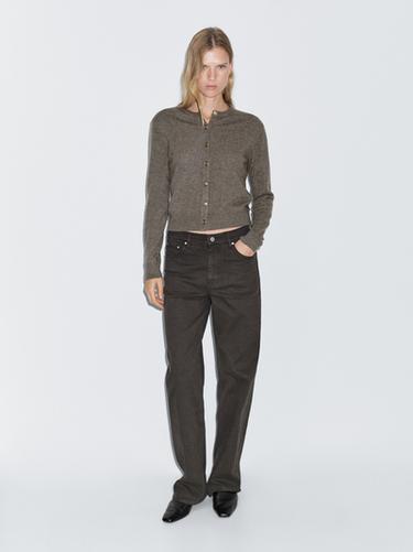 Cárdigan botones dorados 100% lana - Negro oro de Zara
