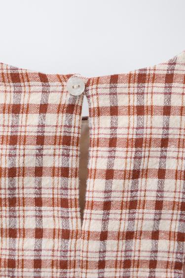 ROBE À CARREAUX - rouille-foncé de Zara - Image 3