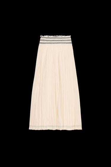 RUSTIC SKIRT WITH CONTRAST WAIST - Beige by Zara - Image 0