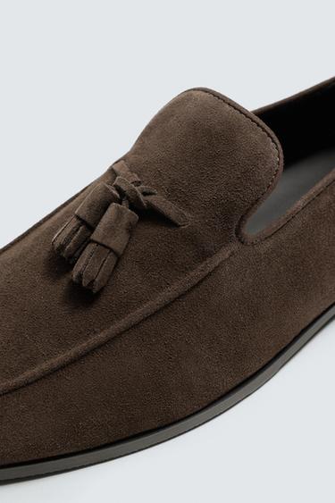 MOCASSINS EN CUIR À POMPONS - Marron de Zara - Image 2