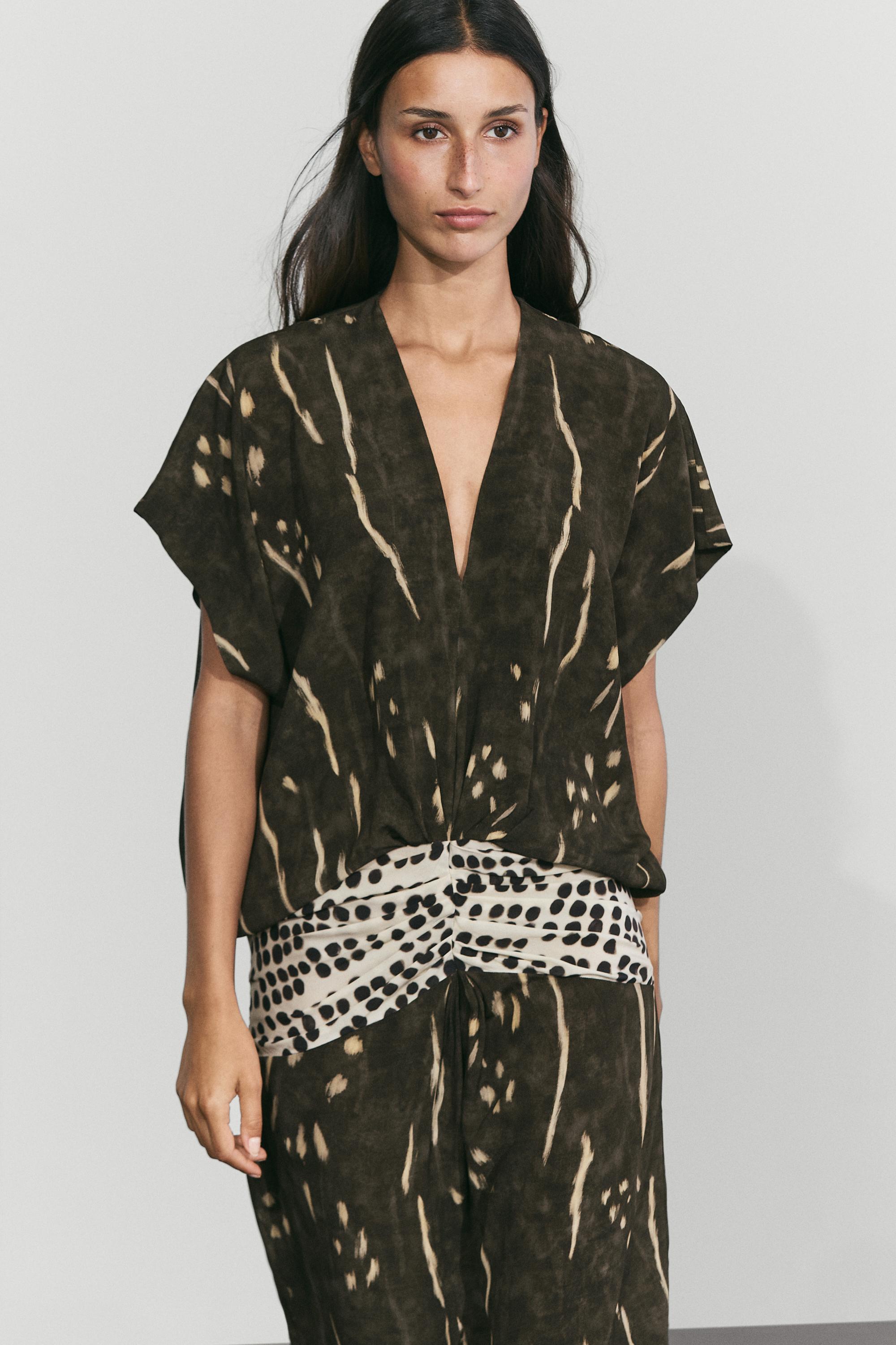 Robe midi avec ceinture imprimée
