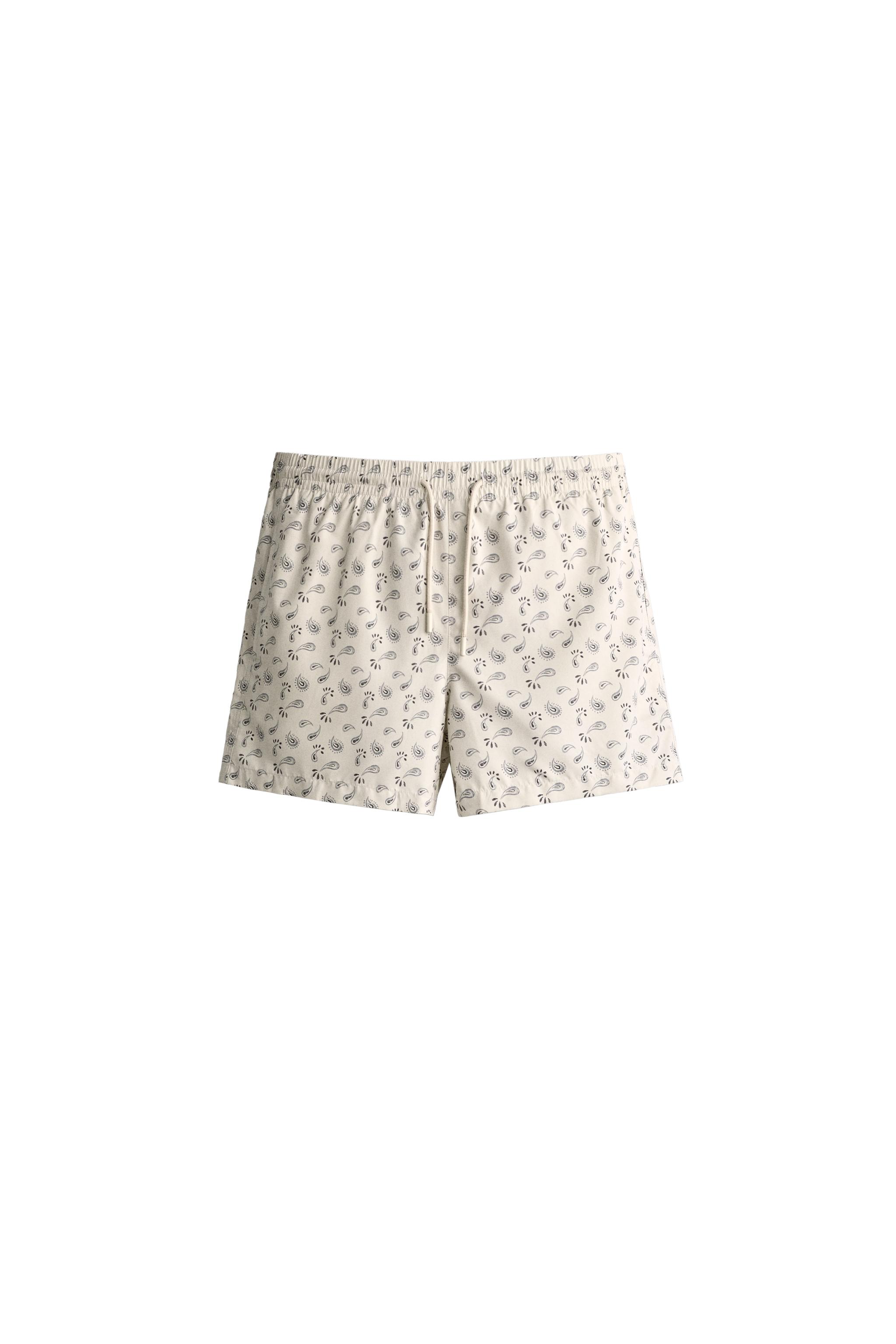 PAISLEY PRINT MID-LENGTH SWIM SHORTS - Ecru | ZARA United States