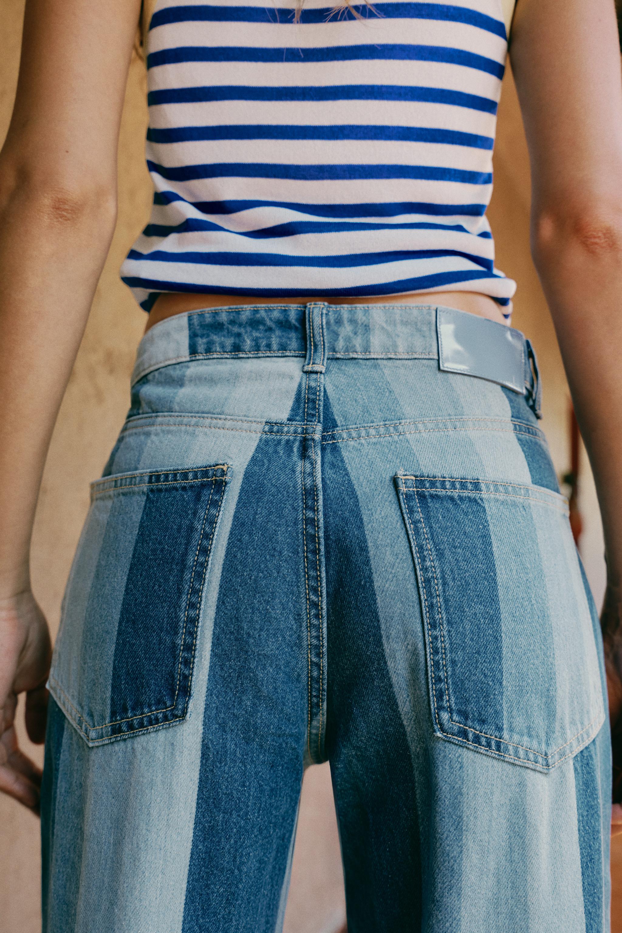 Zara Z1975 ORTA BEL ÇİZGİLİ STRAIGHT FIT JEAN görsel 6