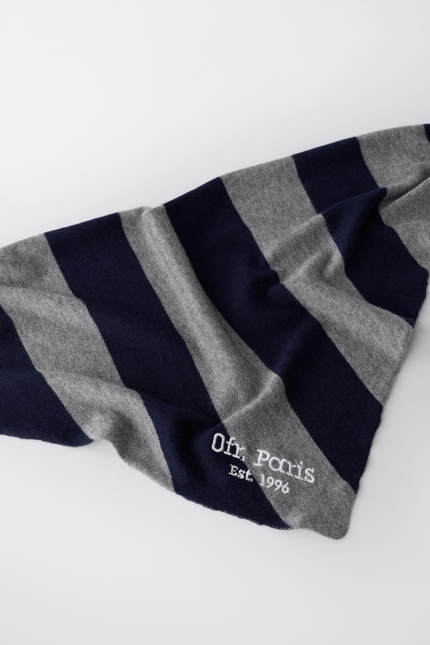 Детский шарф Zara 0FR. Paris X ZARA Embroidered Text, цвет: Антрацитовый серый — фото 4