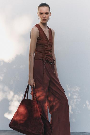CORSET-STYLE TOP WITH RIBBONS - Terracotta by Zara - Image 1
