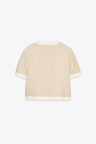 BLAZER MANCHES COURTES AVEC LIN - Beige clair de Zara - Image 5