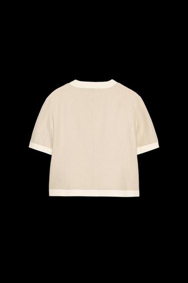 BLAZER MIT KURZEN ÄRMELN AUS LEINEN - Hellbeige von Zara